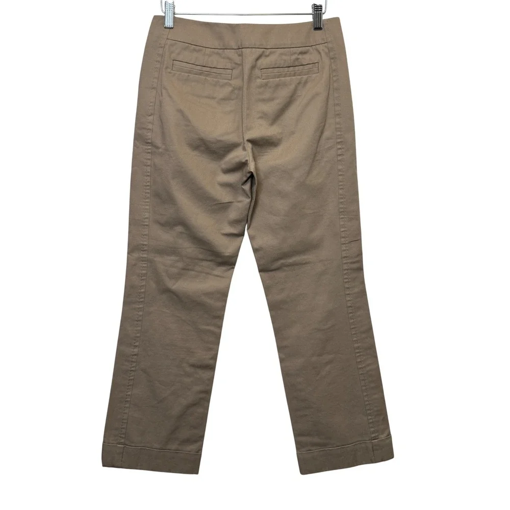 Tory Burch Womens Straight Leg Crop Pant 2 Tan Khaki Cotton Twill Preppy Classic